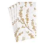 Berry Branches Paper Guest Towel Napkins in White & Gold